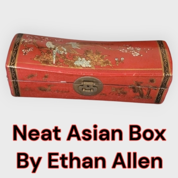 Ethan Allen box home size 16" x 5" + red pink green black brown gold - Picture 1 of 16